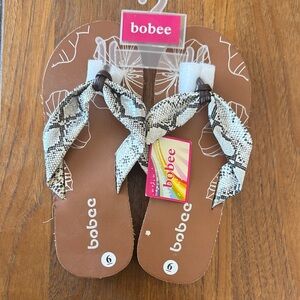 Bobee Brown Flip Flops with Snakeskin Straps (6)